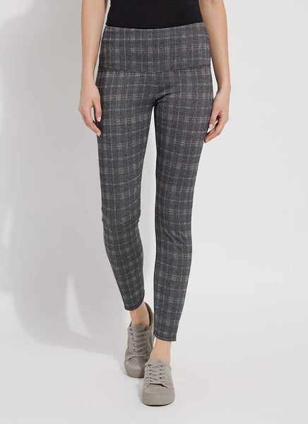 Plaid Leggings with Accent Buttons