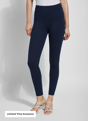 color=True Navy, front view, classic foundational legging with concealed comfort waistband for slimming and shaping