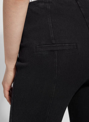 color=Black, back detail, denim trouser with smooth fitting easy styling, smoothing waistband 