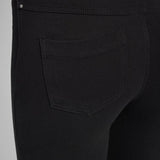 color=Black, back detail, plus size boyfriend cut denim leggings with comfort waistband to smooth and slim 