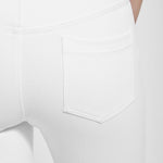 color=White, back detail, plus size boyfriend cut denim leggings with comfort waistband to smooth and slim 