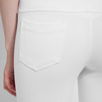 color=White, Detailed rear view of white  toothpick denim jean leggings with patented concealed waistband