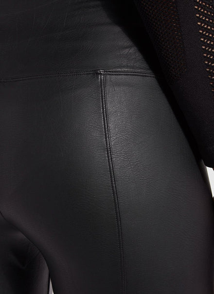 SPANX Black Faux Leather Leggings Black M Medium EUC Worn Once