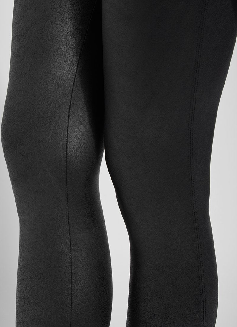 Buy Black Faux Leather Foil Straight Leg Leggings with Side Leg
