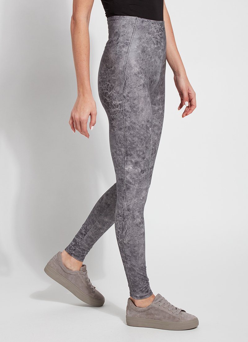 NYGARD SLIMS FLORAL FOIL PRINT LUXE PONTE SUEDE LEGGING BkGldfloral L at   Women's Clothing store