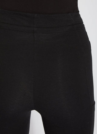 color=Black, rear detail, legging jogger hybrid with cotton spandex and comfortable slimming waistband 