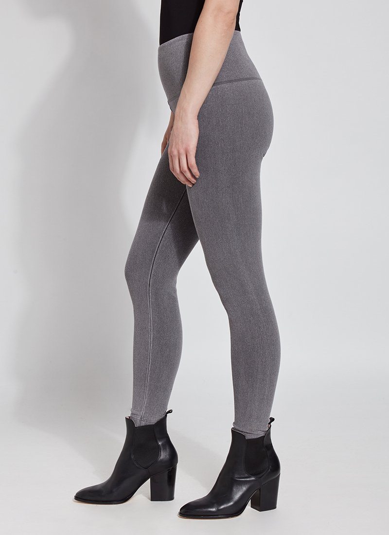 Calessa Deluxe Front Seam High Waisted Knit Denim Pull-On Leggings